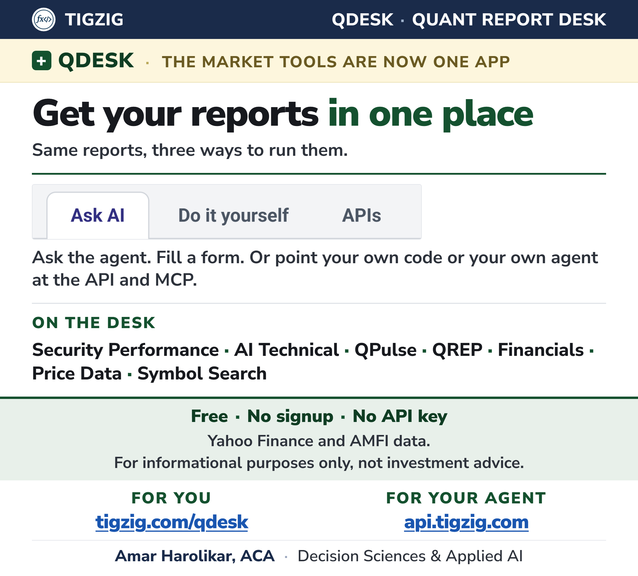 Everything I Built for Market Reports Now Sits in One App. QDESK, and Three Ways In.