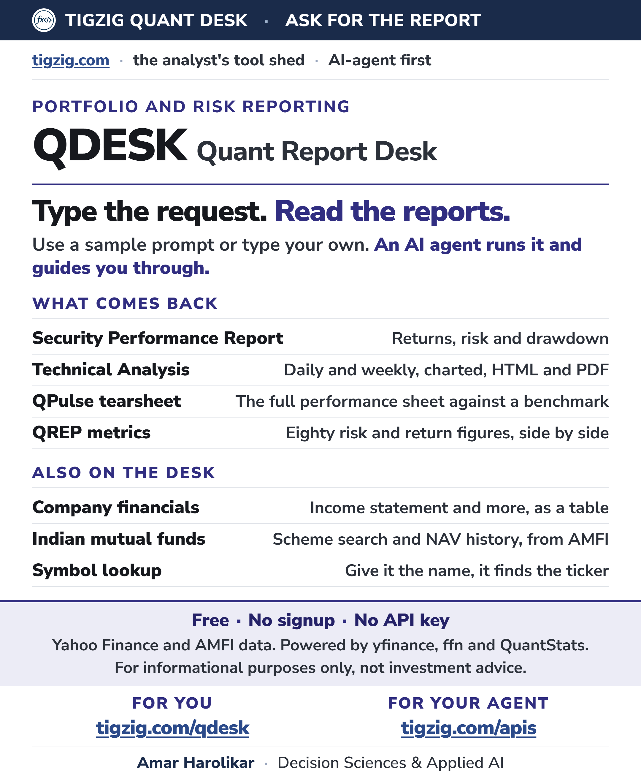 QDESK: A Reporting Desk for Portfolio Reports and Financial Data. Just Ask in Plain Language.