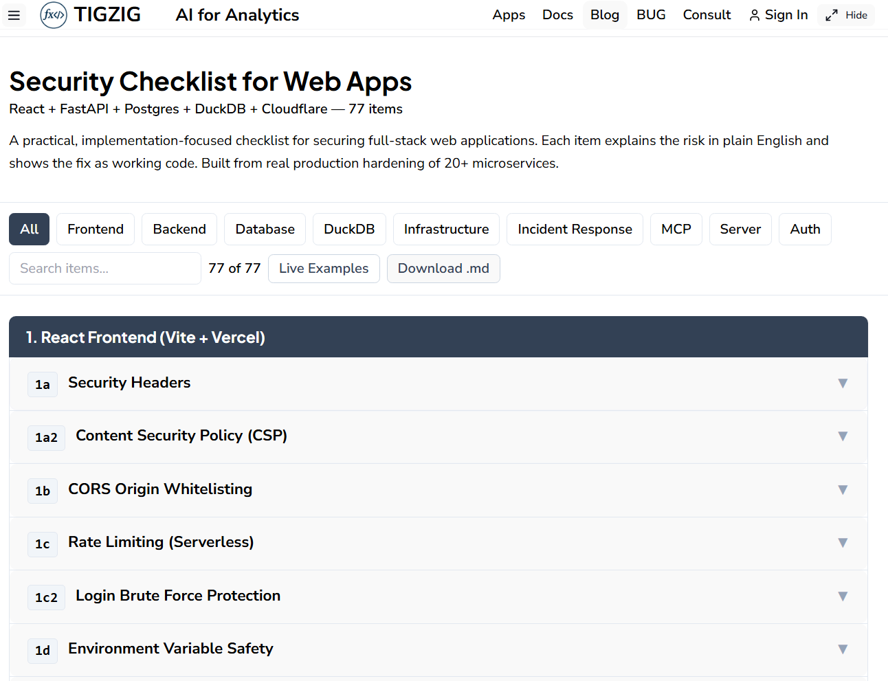 Security Checklist